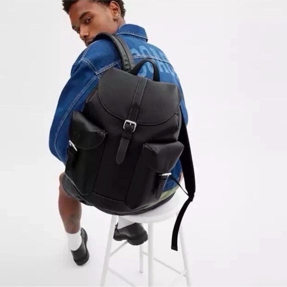 NWT Coach Warner Laptop Black Pebbled Leather Backpack Silver Hardware CW210 - Picture 14 of 14